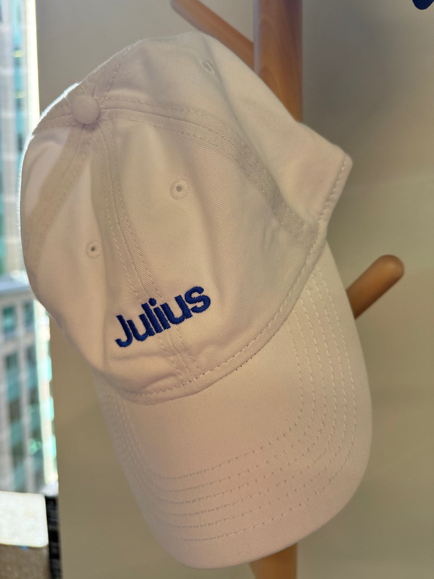 Julius White Hat Blue Julius Logo
